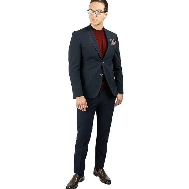 

Men's slim fit business formal two-piece set, classic fashion suit (jacket+pants), office, wedding, multiple occasions