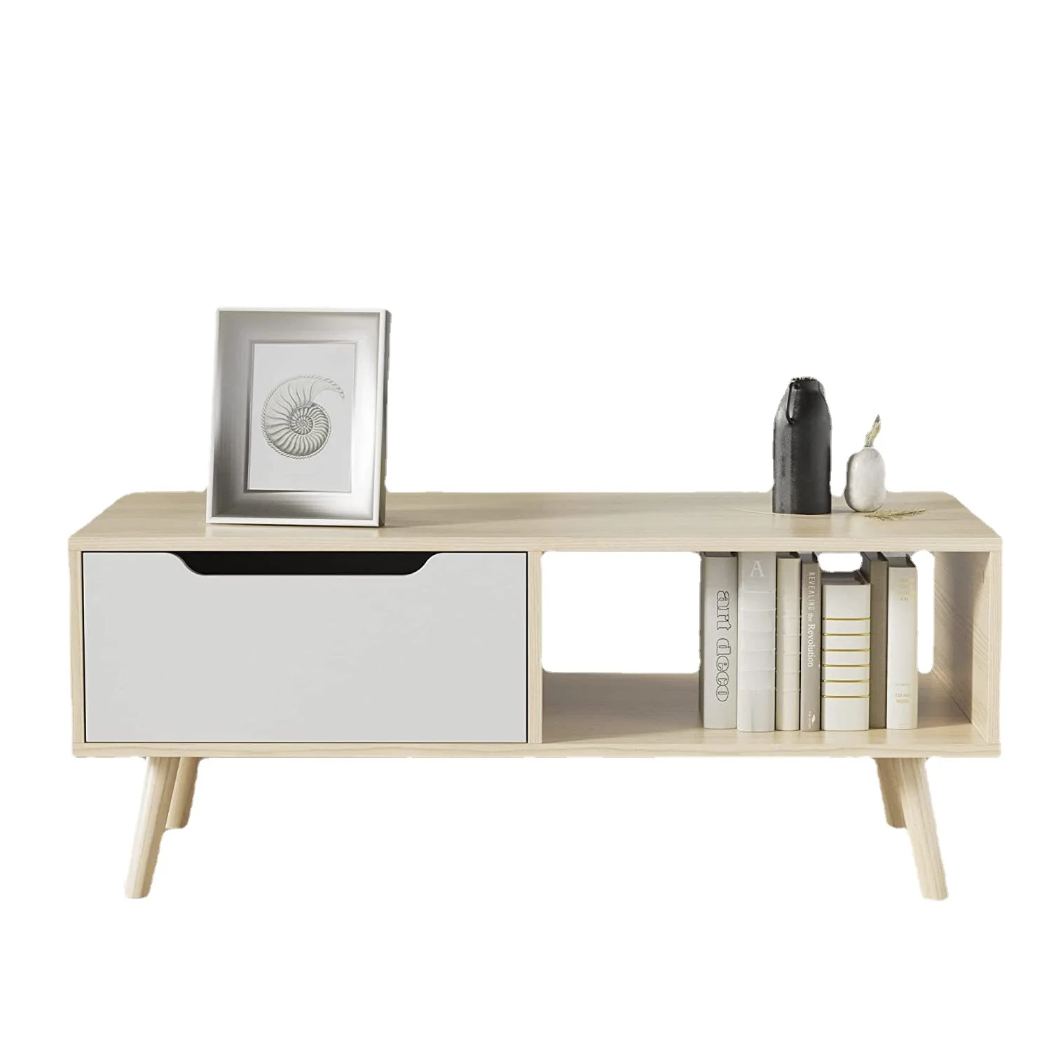 Small apartment modern simple coffee table log style minimalist creative TV cabinet light luxury panel furniture Nordic style co
