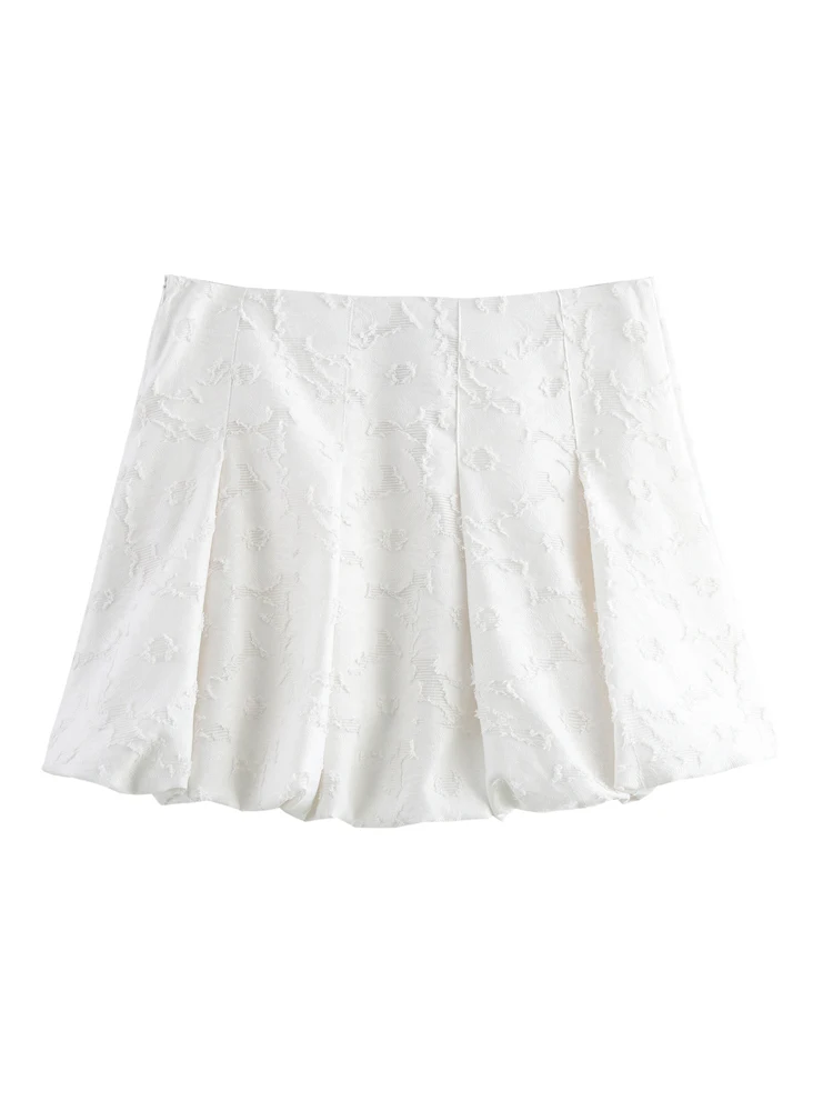 KAOPU ZA Women balloon puffy hem mini skirt vintage high waist side zipper female skirts mujer