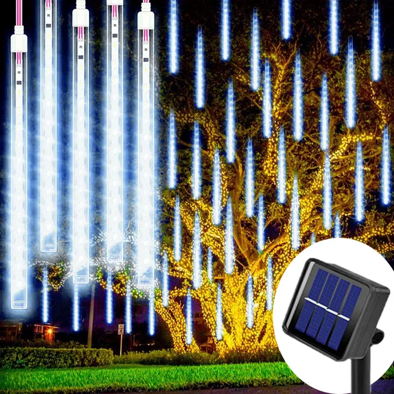 أضواء عيد الميلاد في الهواء الطلق 8 أنابيب النيزك دش أضواء LED تساقط الثلوج جليد أضواء المتتالية لشجرة عيد الميلاد الزفاف الديكور