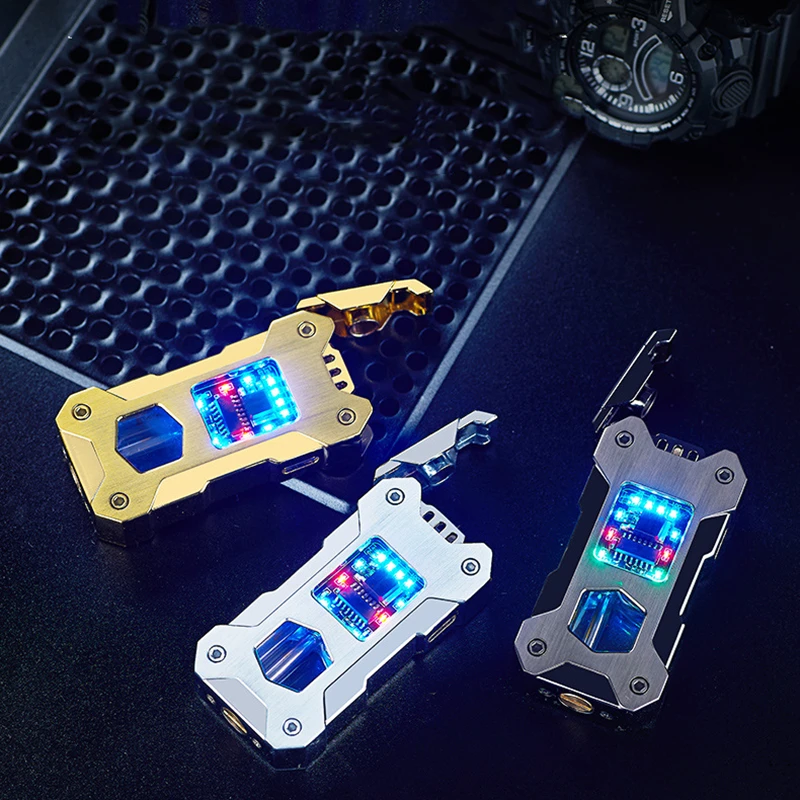 Metal Mechanical Oil Electric Hybrid Lighter Windproof Gravity Induction Ignition Transparent Gas Window Kerosene Lighter