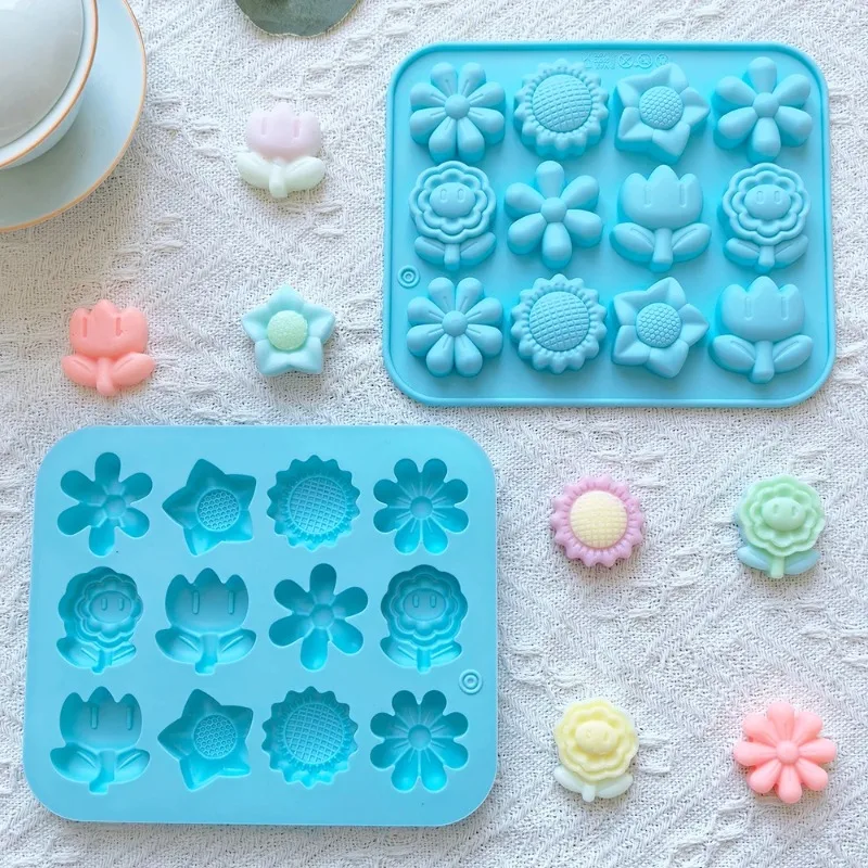 2pcs 12 consecutive 6 small flower 736 silicone mold jelly pudding cake baking chocolate ice baking mold - view 5