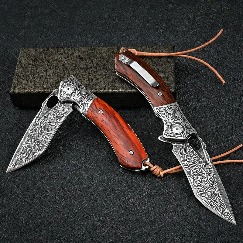 TRSKT Folding Knife Flipper Vg10 Damascus knife,Collection knives Tactical Outdoor Tools Fish Knives Edc Tool Dropshipping