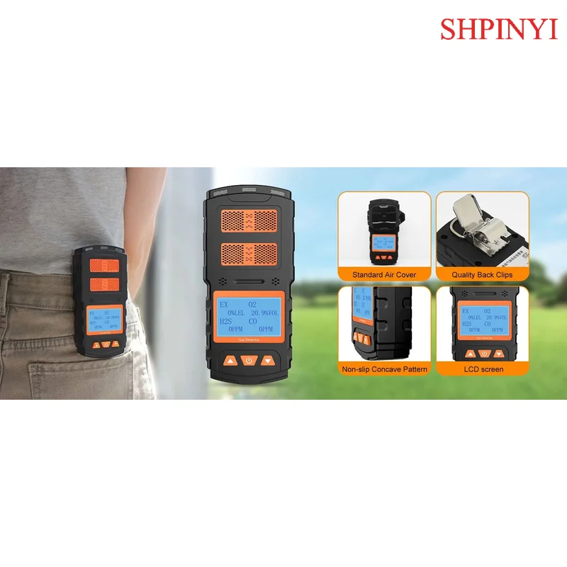 Aikesi Portable 4in1 Multi-Gas Detector Digital Biogas Analyzer Industrial Use Rechargeable Battery Combustible Leak Detector