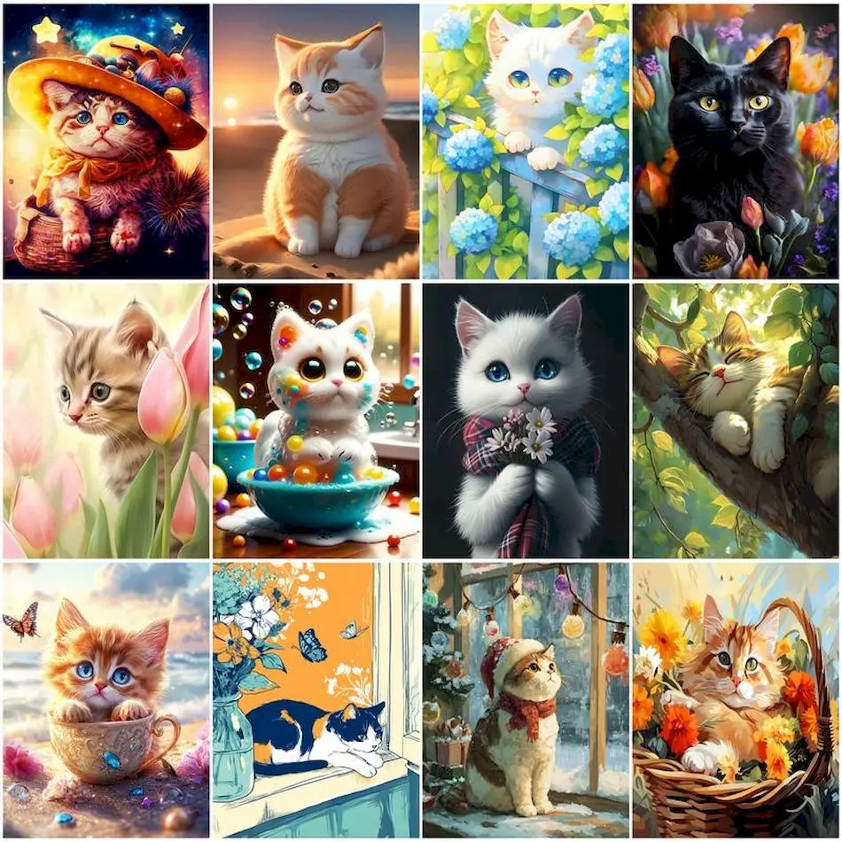 

RUOPOTY Painting By Numbers New Cat Animals Color Markers Kits Oil With Frame On Canvas Drawing Pictures By Numbers Paints Kits