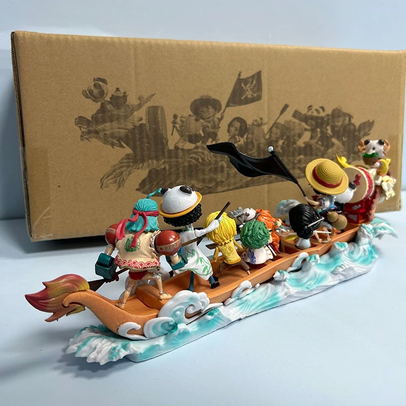 One Piece GK Straw Hat Pirates Small Dragon Boat Luffy Zoro Sanji Chopper Collectible Figurine Model