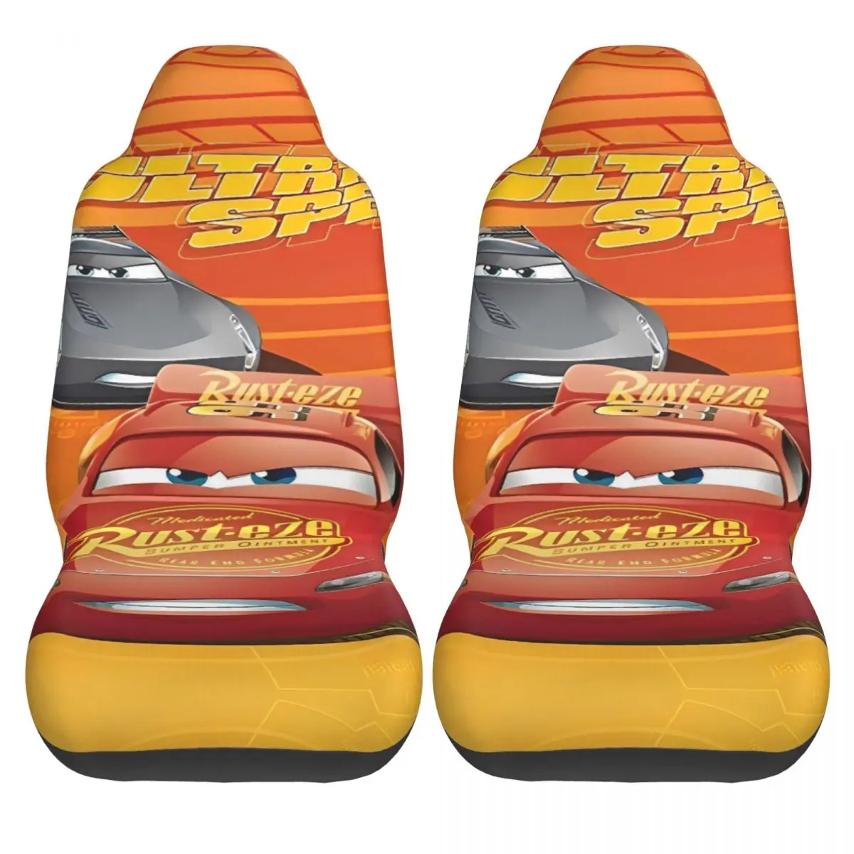 

Чехлы на автомобильные сиденья Lightning MCqueen, эластичные автомобильные чехлы из полиэстера, 2 шт., милый чехол для автомобиля