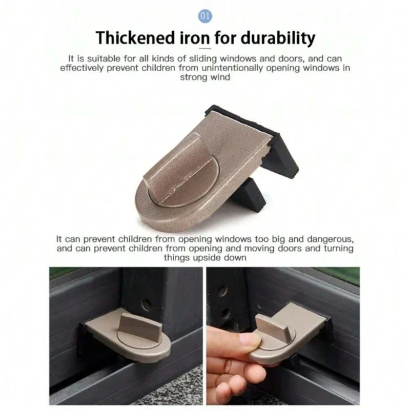 Adjustable Aluminum Alloy Sliding Window Safety Lock Anti-Theft Anti-Pinch No-Drill  Lock for Home Child Safety AntiFall Limiter