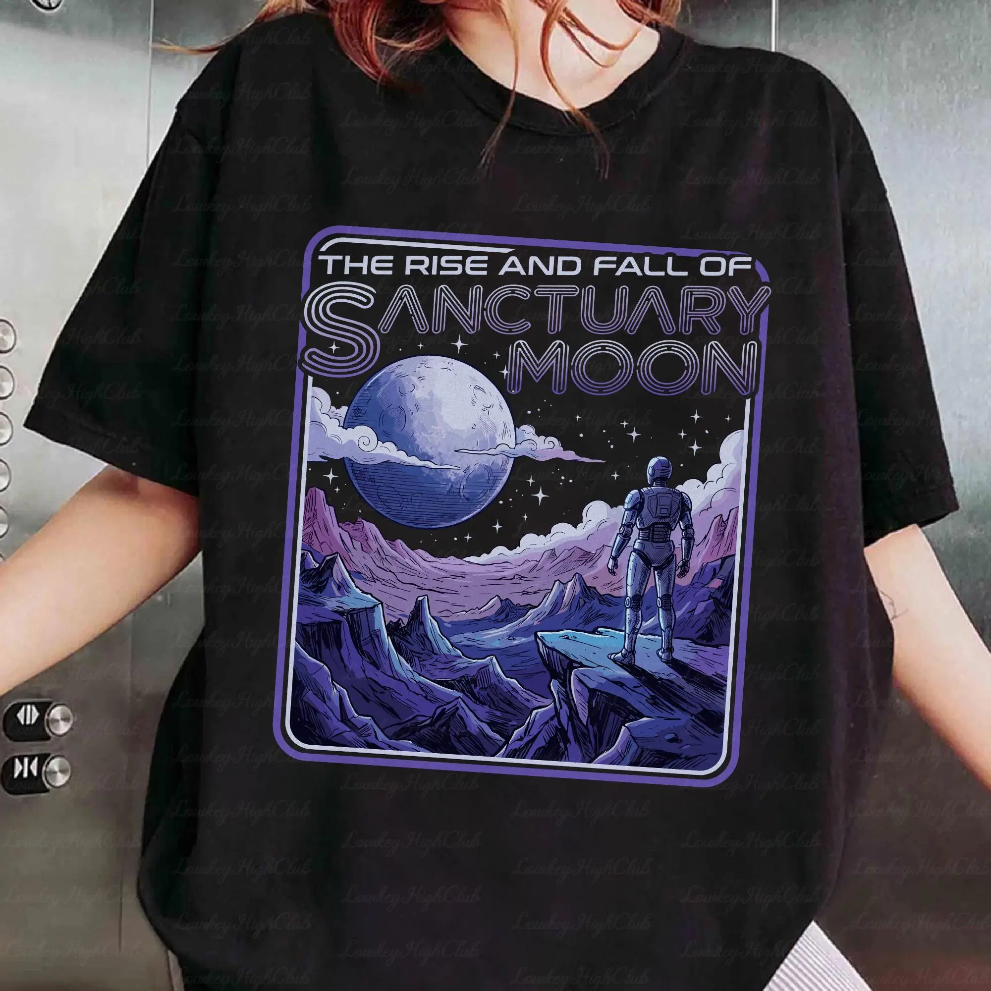 The Rise and Fall Sanctuary Moon Tshirt, Sci-Fi Reader Shirt, Murderbot Diaries Book Shirt, Literary Merch Tee, Book Lovers Gift