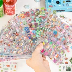 10Pcs/pack Y2K PET Transparent Flash Film Sticker Scrapbooking Decorative Stickers Kawaii DIY Phone Collage Material