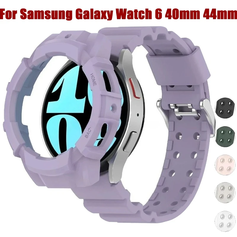 Case+Band for Samsung Galaxy Watch 6 40mm 44mm Armor Sports Silicone Protector Cover Strap for Samsung Watch Bumper Accessories