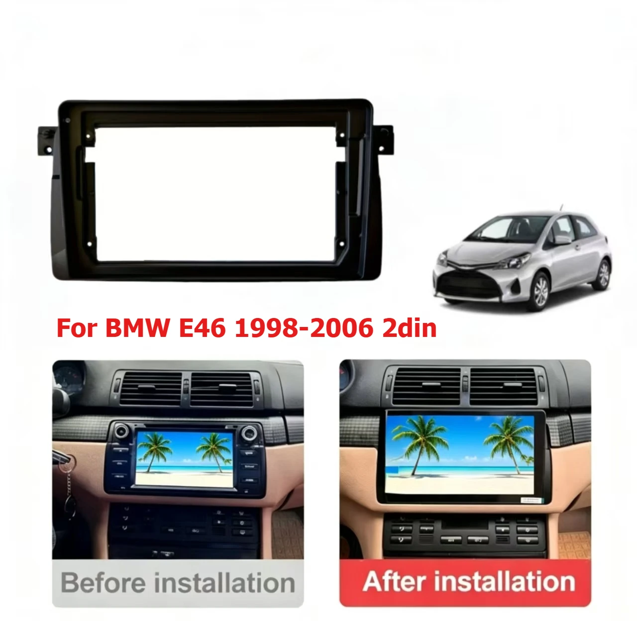 

9 Inch Car Panel Frame For BMW E46 1999-2005 2din Center Control Dashboard Mounting Bracket Car Radio Fascia Frame