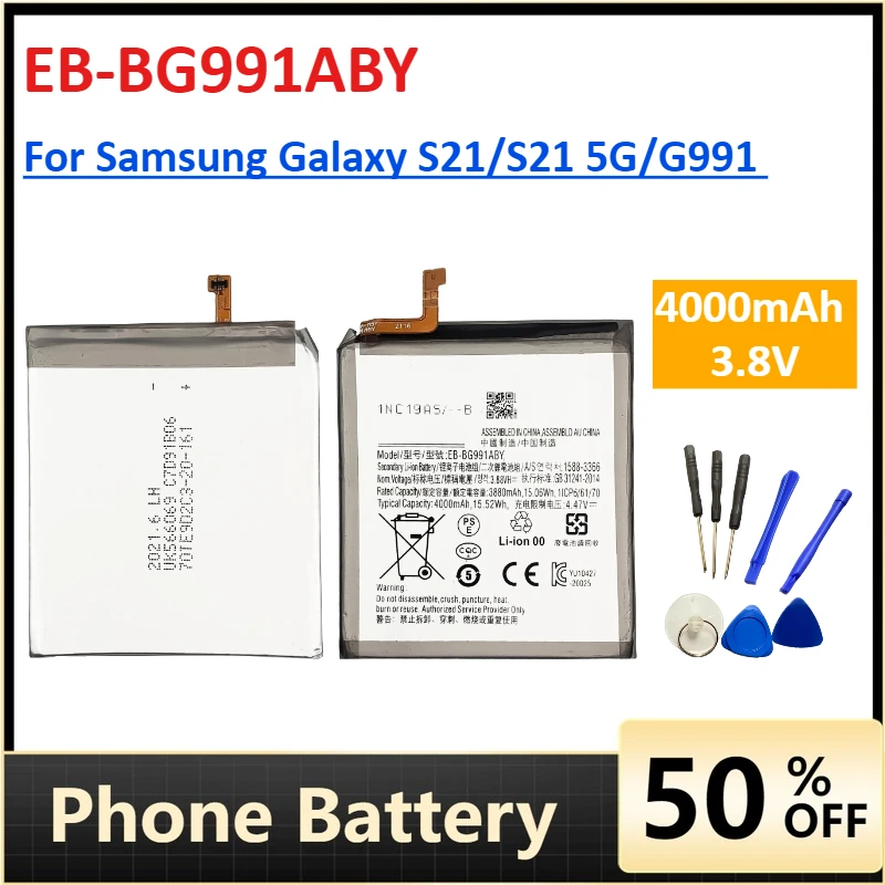 

EB-BG991ABY 4000mAh Replacement Battery for Samsung Galaxy S21/S21 5G/G991 Mobile Phone Lithium Battery + Tools