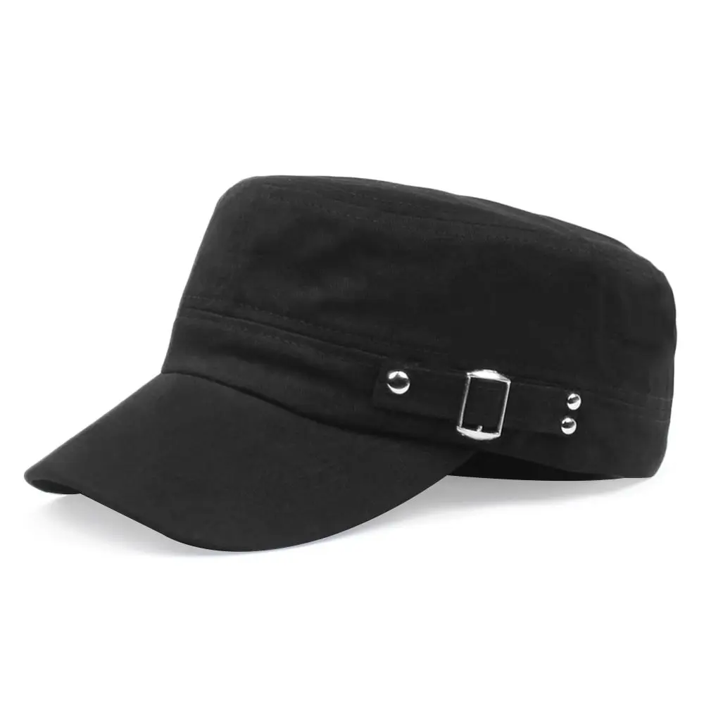 Men Army Baseball Cap Cotton Cadet Hat Breathable Adjustable Flat Top Cap Summer Visor Hat