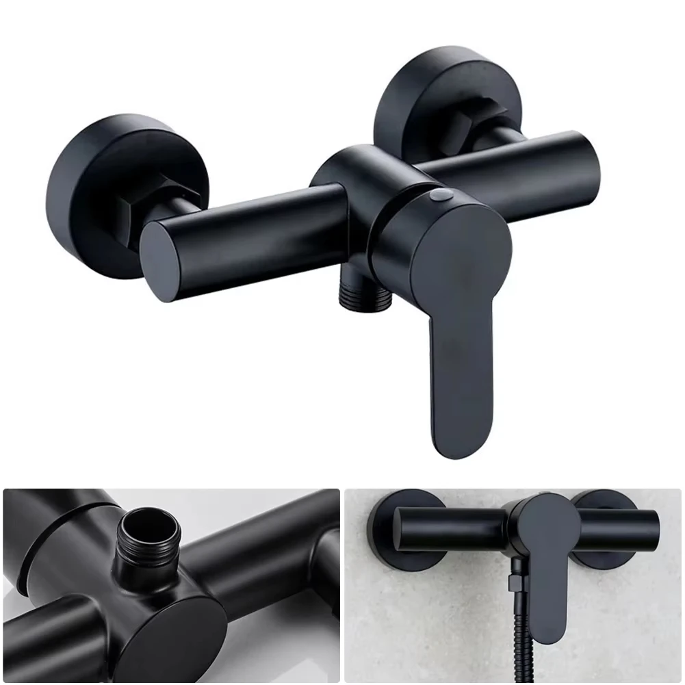 304 Stainless Steel Bathroom Shower Faucet Wall Mounted Triple Tub Faucet Hot and Cold Water Mixing Valve Faucet with G1/2 Inch image 4