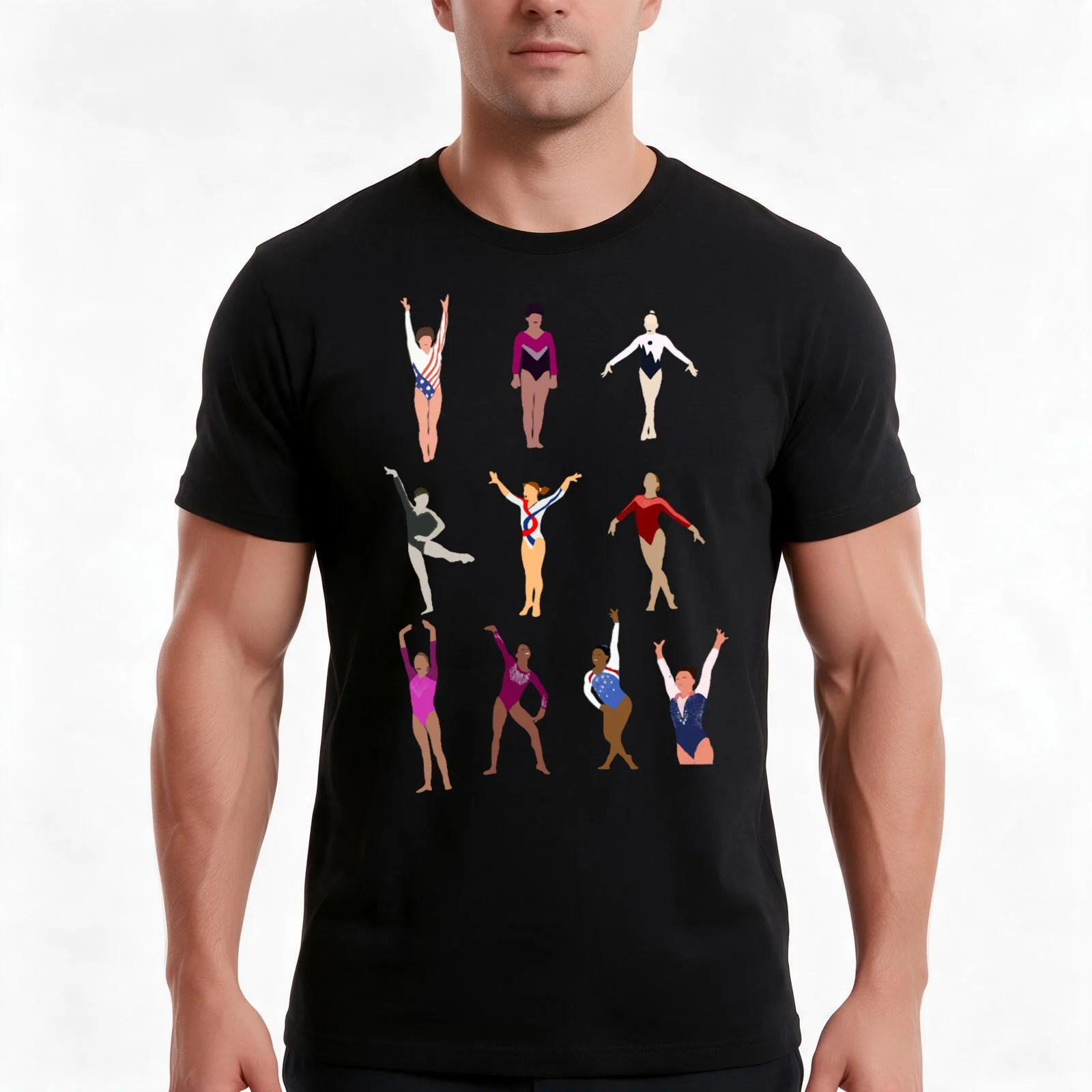 Gymnastics champions T-Shirt, Summer Casual Cotton Tee, Oversized Streetwear Tops, Vintage Graphic Print, Loose Fit Short Sleeve