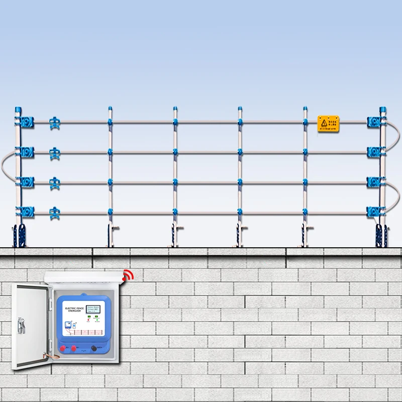 WiFi IoT High Voltage Pulse Electric Fence System, 5KV-10KV Adjustable, Anti-Cut & Tamper Alarm for Household Courtyard Security
