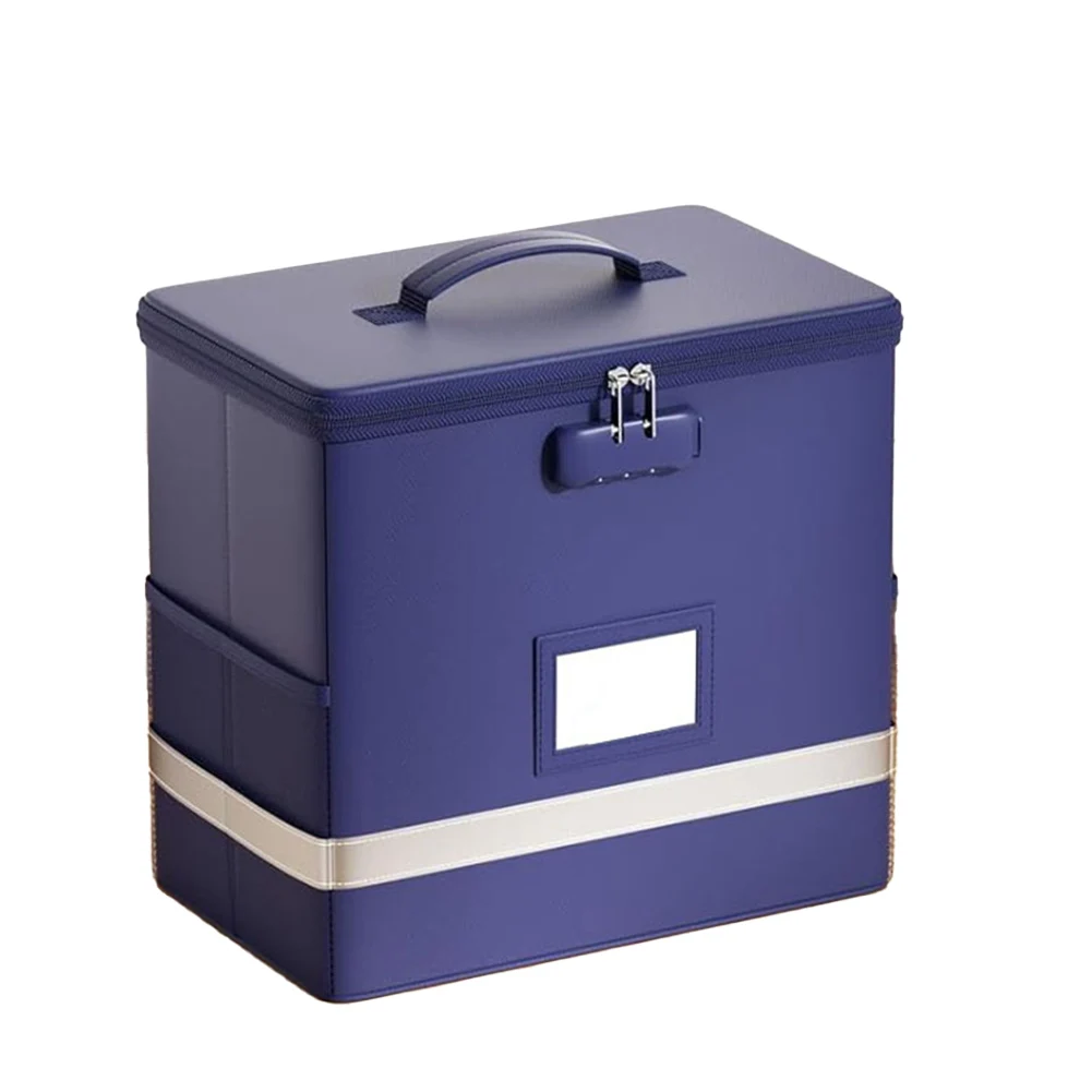 

Secure foldable file box with lock fireproof and waterproof storage organizer for passports certificates and cards