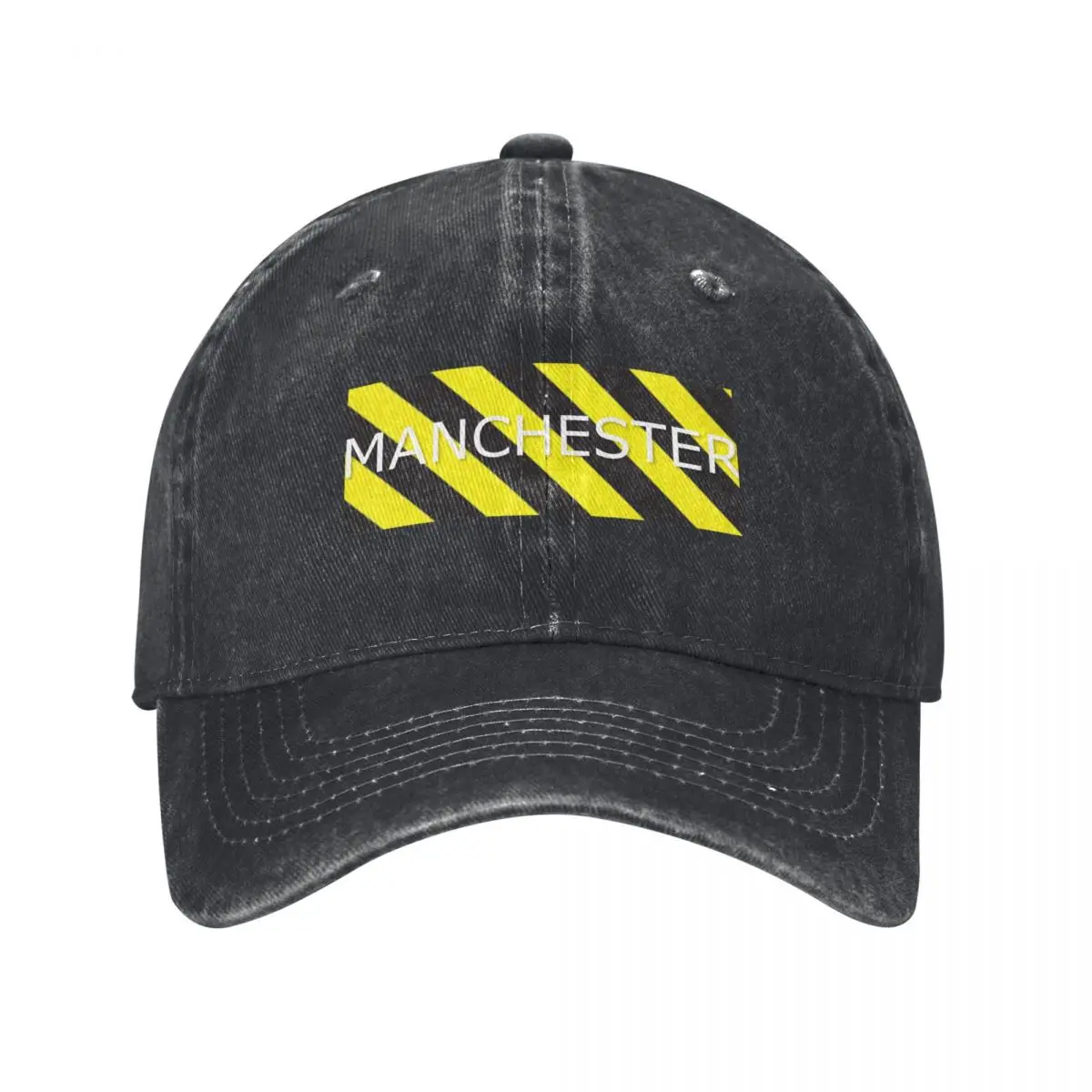 

Manchester 90s Madchester Black Yellow Retro logo Baseball Cap Military Cap Man derby hat Anime Hat Hip Hop Caps For Men Women's