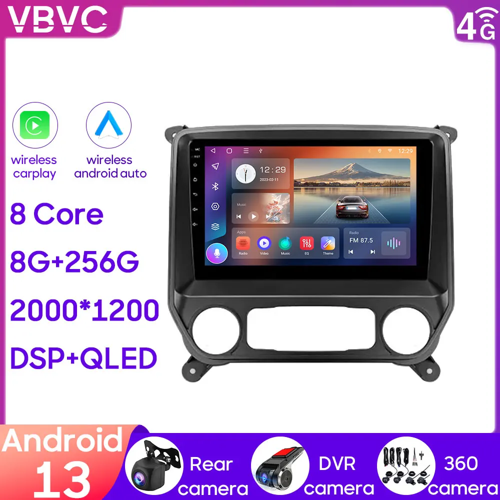 

For Chevrolet Silverado 3 GMTK2 2013 - 2019 Car Head Units Radio Multimedia Navigation GPS BT Carplay Stereo Player Wifi 4G