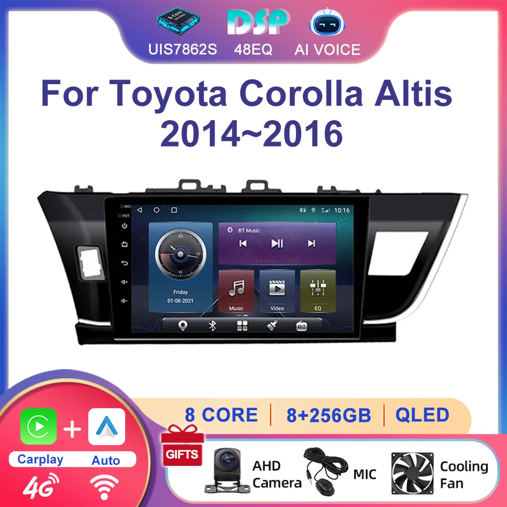 10'' 4G GPS Navigator Audio Android Multimedia Carplay Touch Screen Car Radio Player For Toyota Corolla Altis 2014~2016 LHD RHD