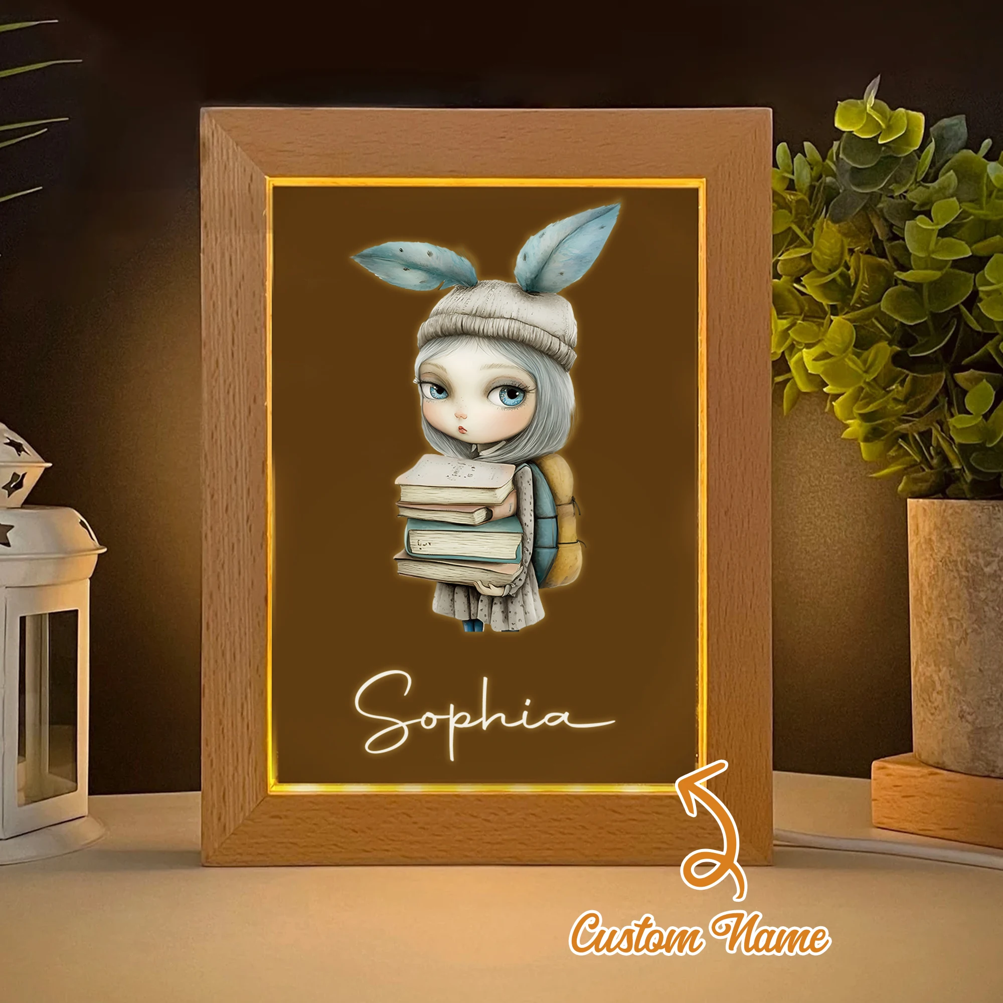 

Customized School Girl Name LED Night View Photo Frame Personalized Gift Family Living Room Bedroom Dining Room Home Decoration