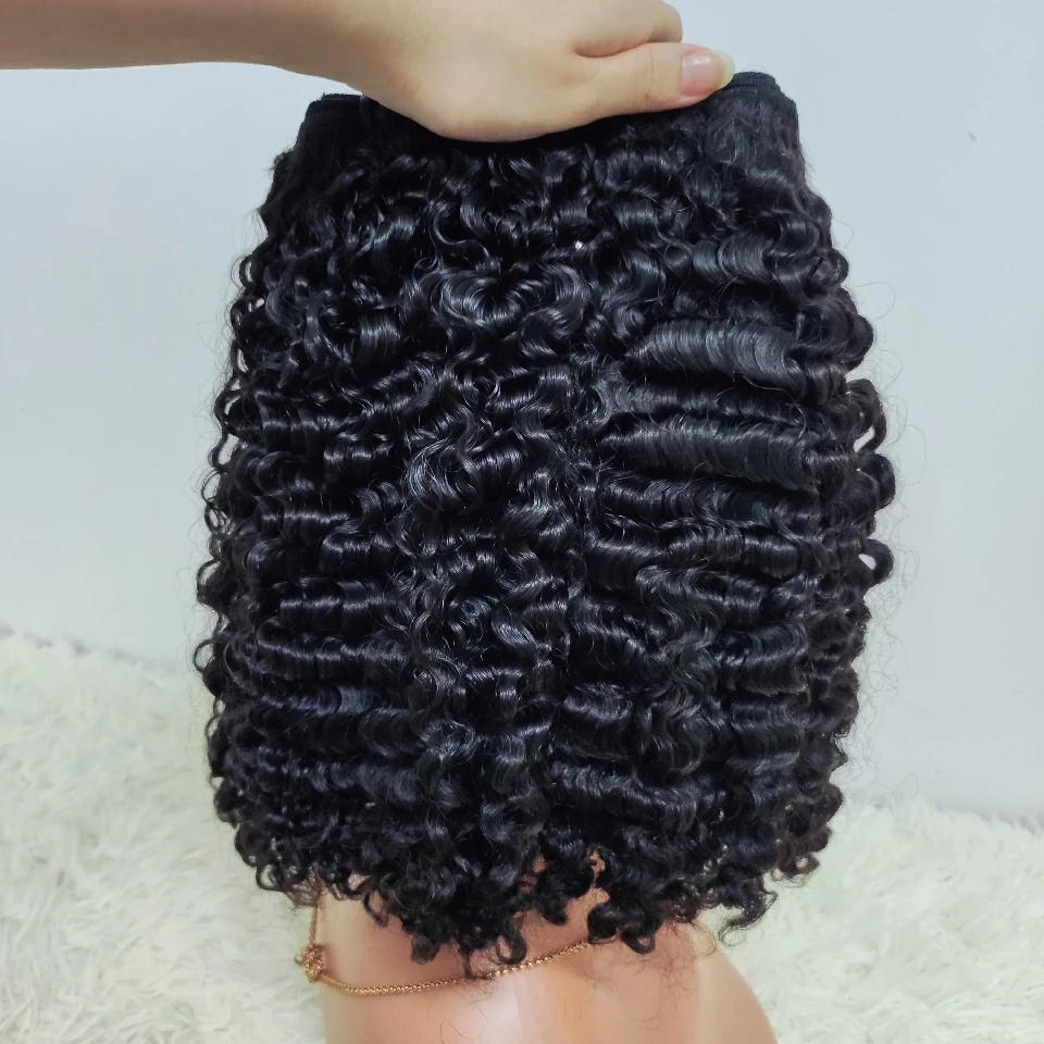 Pixie Curls Human Hair Curly Double Drawn Bundles Vietnamese Raw Virgin 100% Silky Healthy Human Hair Bundles Weaving Extensions