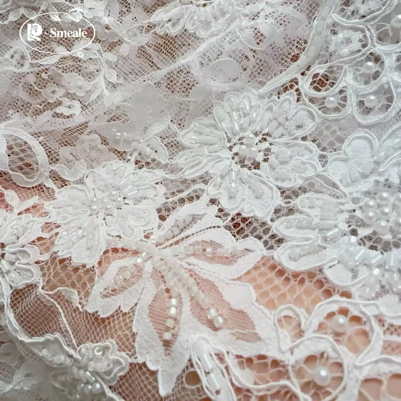 3M Classic Flower Eyelash Bead Sparkling Sequin Wedding Dress Fabric Designer Sewing Materials