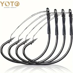 YOTO 20PCS Weedless Hooks,Wide Gap Wacky Worm Hook,Wacky Weedless Style Rig Hook