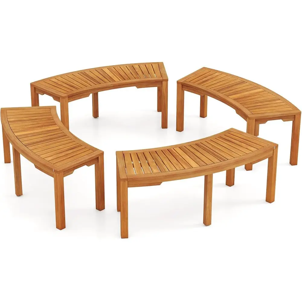 

Acacia Wood Curved Outdoor Bench with Slatted Seat for Patio, Garden, and Porch, 2-Person Seating, 800 lbs Load Capacity, Oil Pa
