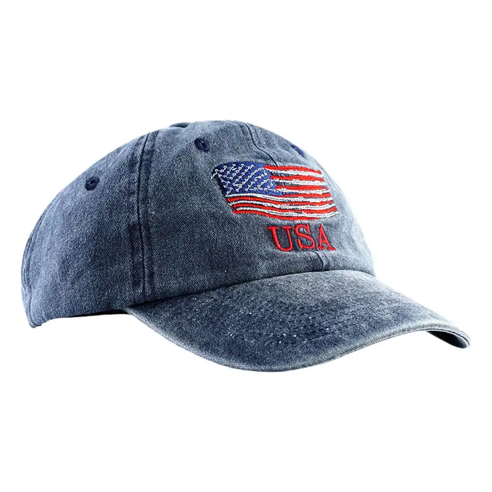 Unisex USA American Flag Baseball Cap Embroidered Style Army Hats Distressed Hat Military Washed Trucker I0E7