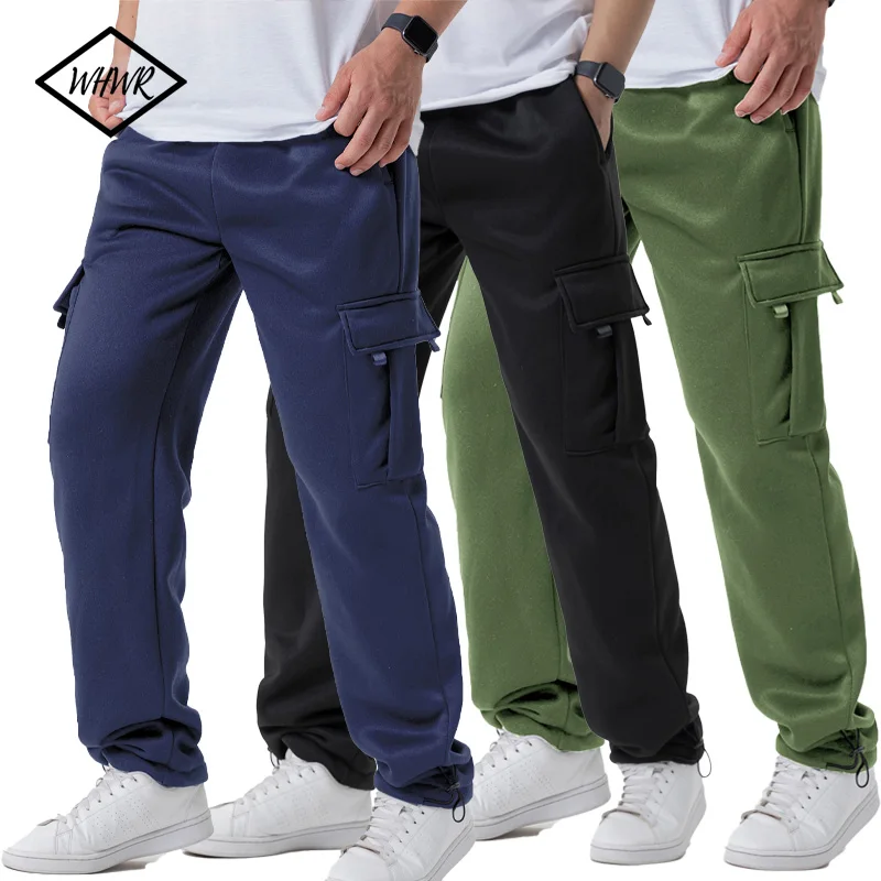 

Мужские серые мешковатые спортивные штаны с несколькими карманами и высокой талией на шнурке, домашние брюки для спорта на открытом воздухе, повседневные брюки для бега для бега