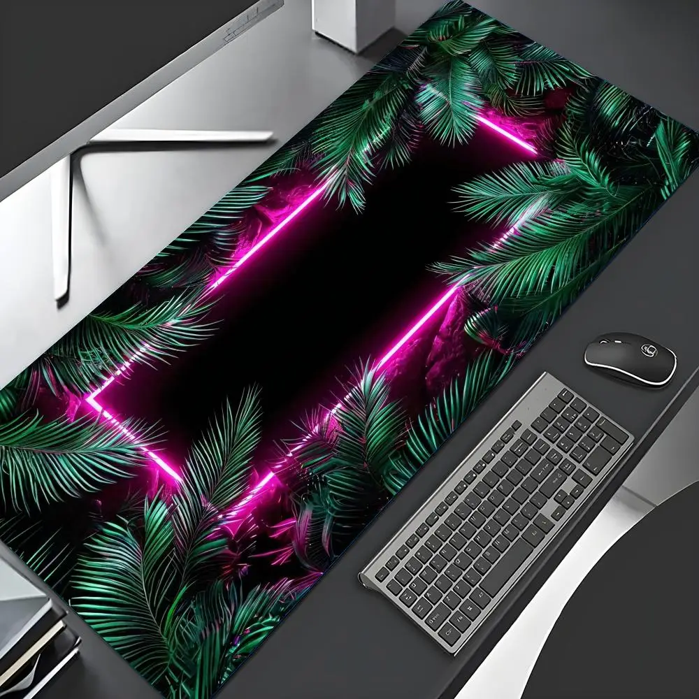 Neon leaves Mouse Pad Large Computer Office Game Table Mats XXL Rubber Anti-slip Gaming Keyboard Mousepads Long Desk Pads