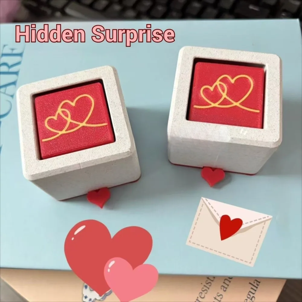 3D Printed Creative Flip Ring Box Storage Romantic Pull Out Jewelry Box Rotating Compact Jewelry Packaging Box Christmas Gift