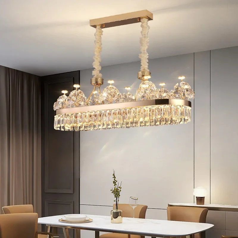 Postmodern Light Luxury Double-Layer Crystal Chandelier Villa Building Duplex Building Home Atmosphere Living Room Pendant Light