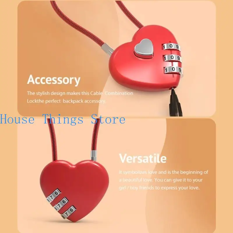 652F passwords Padlocks Long Wire Rope-Lock for Lovers Wedding Anniversary Travel