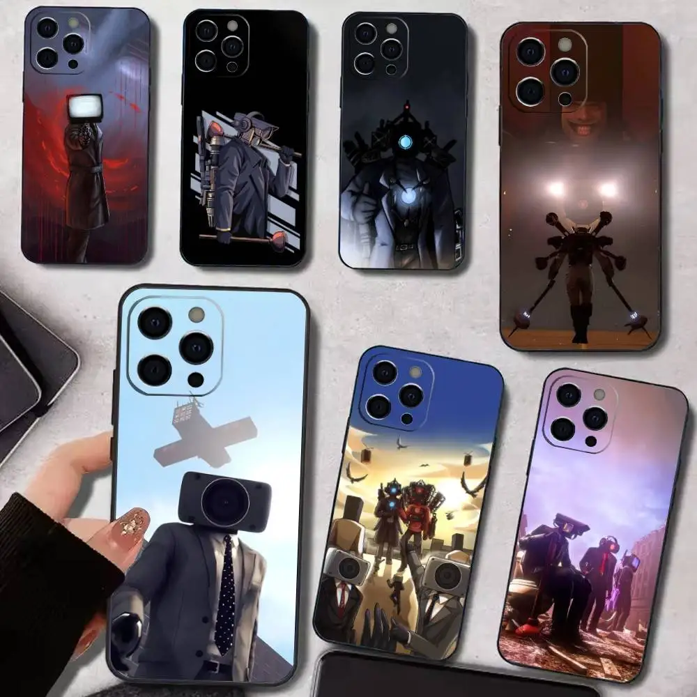 

S-Skibidi T-Toilet Phone Case For IPhone 17,16,15,14,13,12,11,Plus,Pro,Max,Plus,XS,soft case Black silicone