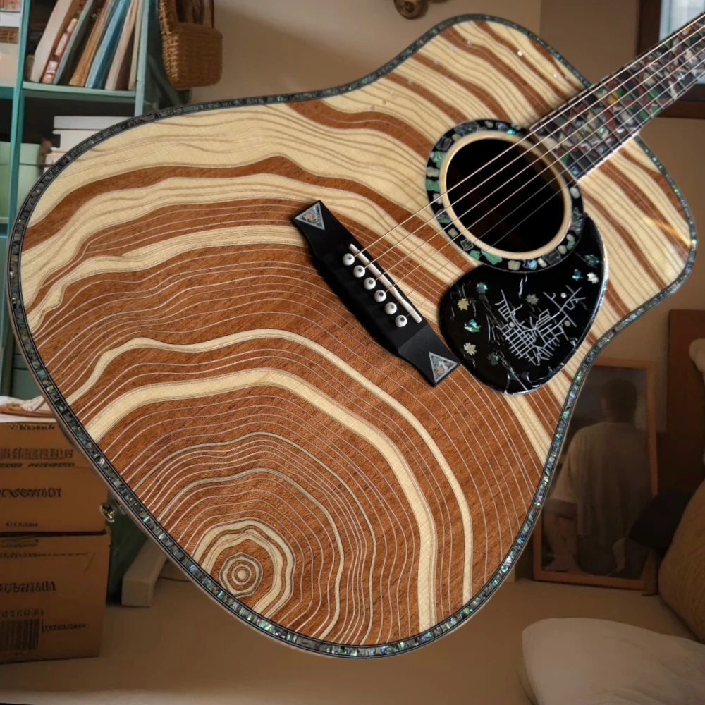 

Collection Grade D300 Full Single Carved Head Morra Star Wutong Tree Cross Section AAA Spruce Panel Acoustic Guitar FreeDelivery