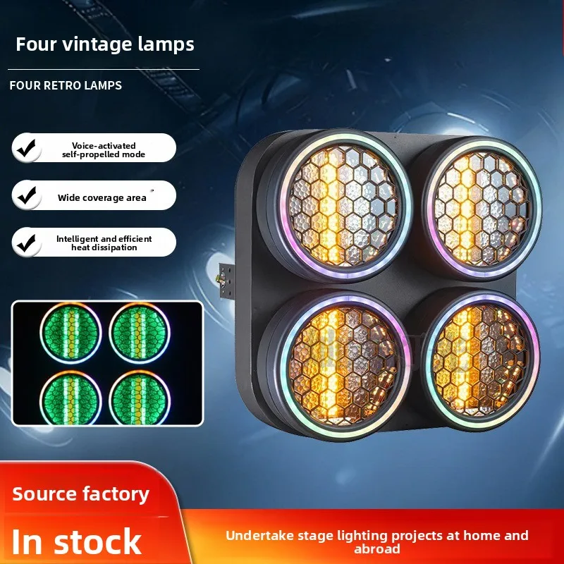 

4-LED Retro Running Moving Head Light, Sound Activated Auto Stage Lamp for Bar Club Party Background