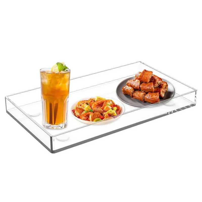 

Clear Acrylic Tray Decorative Serving Display Tray Acrylic Rectangular Party Platters Clear Decorative Tray For Food Tea Snacks