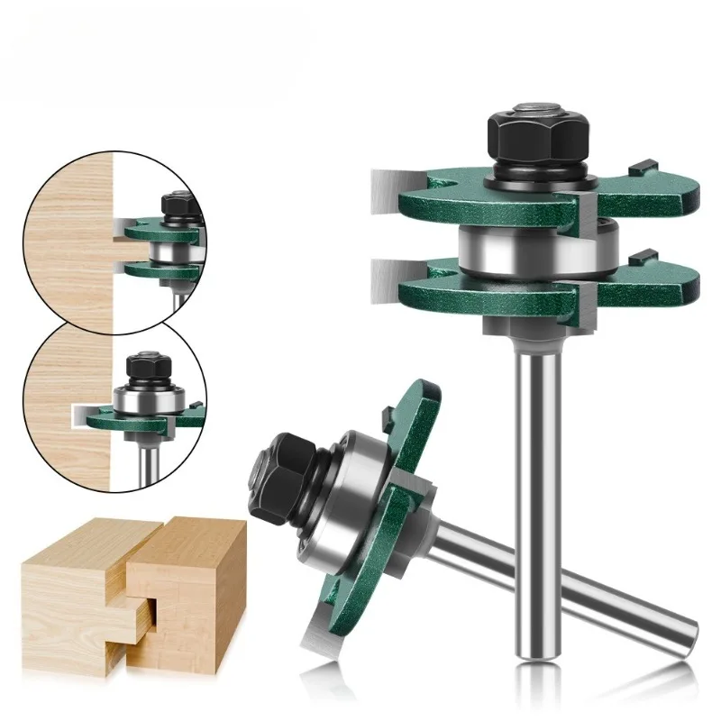 

2Pcs 6mm 1/2" 1/4'' Shank High Quality Tongue & Groove Joint Assembly Router Bit Sets Multifunction Stock Wood Cutting Tools