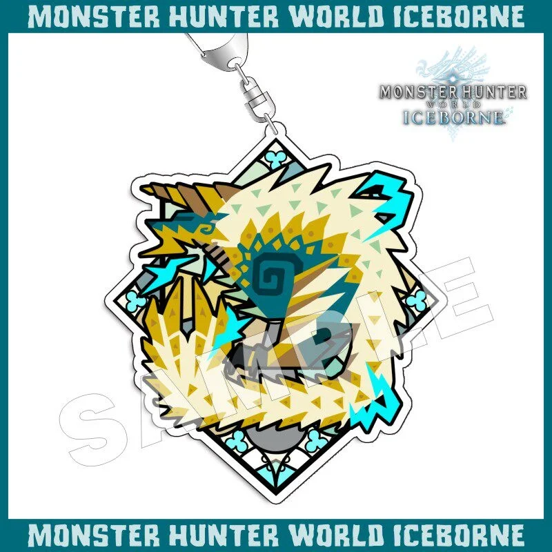 Monster Hunter World: Iceborne Stained Mascot Collection Acrylic Pendant Keychains Zinogre Deviljho Cartoon Pendant 6cm