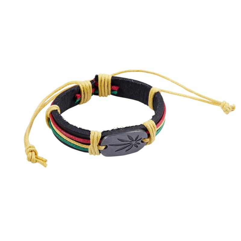 10X Rasta Jamaica Reggae Leather Bracelet