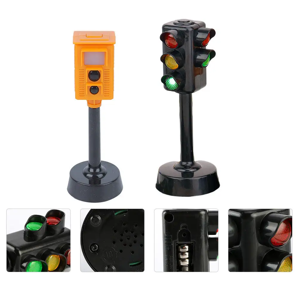 

2Pcs Traffic Signs Light Educational Kids Playthings Flash Sound Teaching Road Signs Traffic Signal Lamp Toy Children Toys