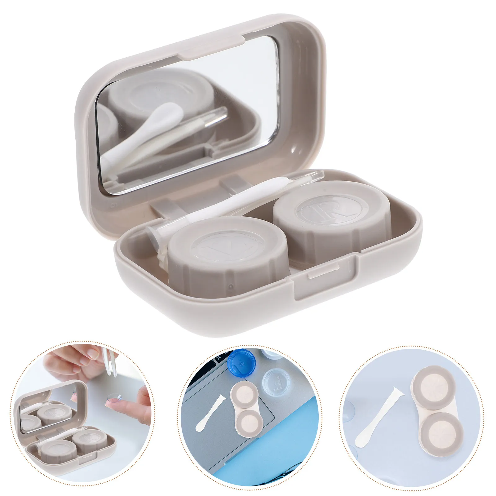 1Set Portable Travel Contact Lens Case Leakproof Sealed Storage Box for Soft Contacts Small Lightweight Lens Holder with Mirror