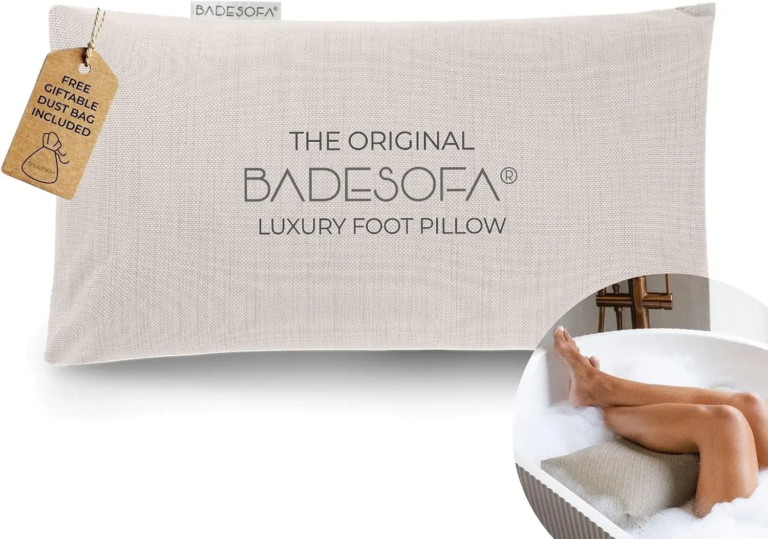 ® Luxury Bathtub Pillow for Feet in Ivory Pearl, Quick-Drying | Premium Bath Pillow, Comfortable & Floating Bath Cushion, Home S