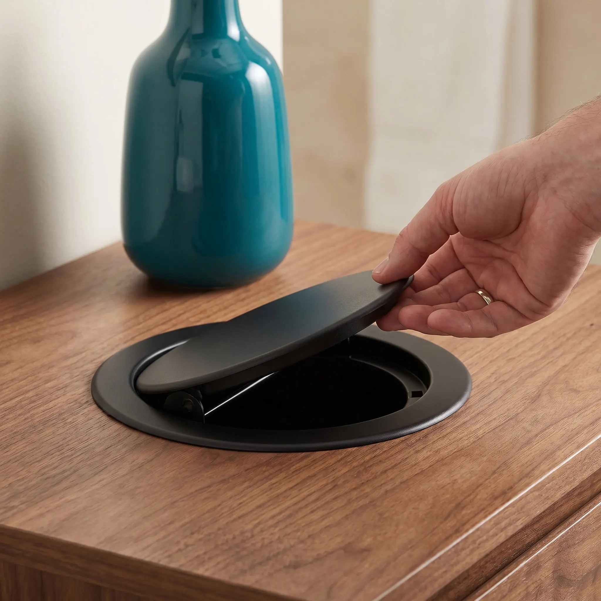 Round Built-in Stainless Steel Trash Can Lid Countertop Waste Chute Lid 22-26Cm Hole Embedded Garbage Cover Swing Flap