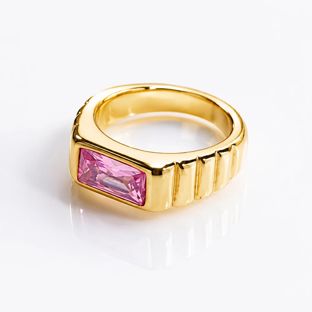 Vintage Luxus Smaragdgrüner Edelsteinring für Herren, Edelstahl, breites Band, rechteckiger Ring, Retro-Streifendesign, Statement-Schmuck – Detail 7