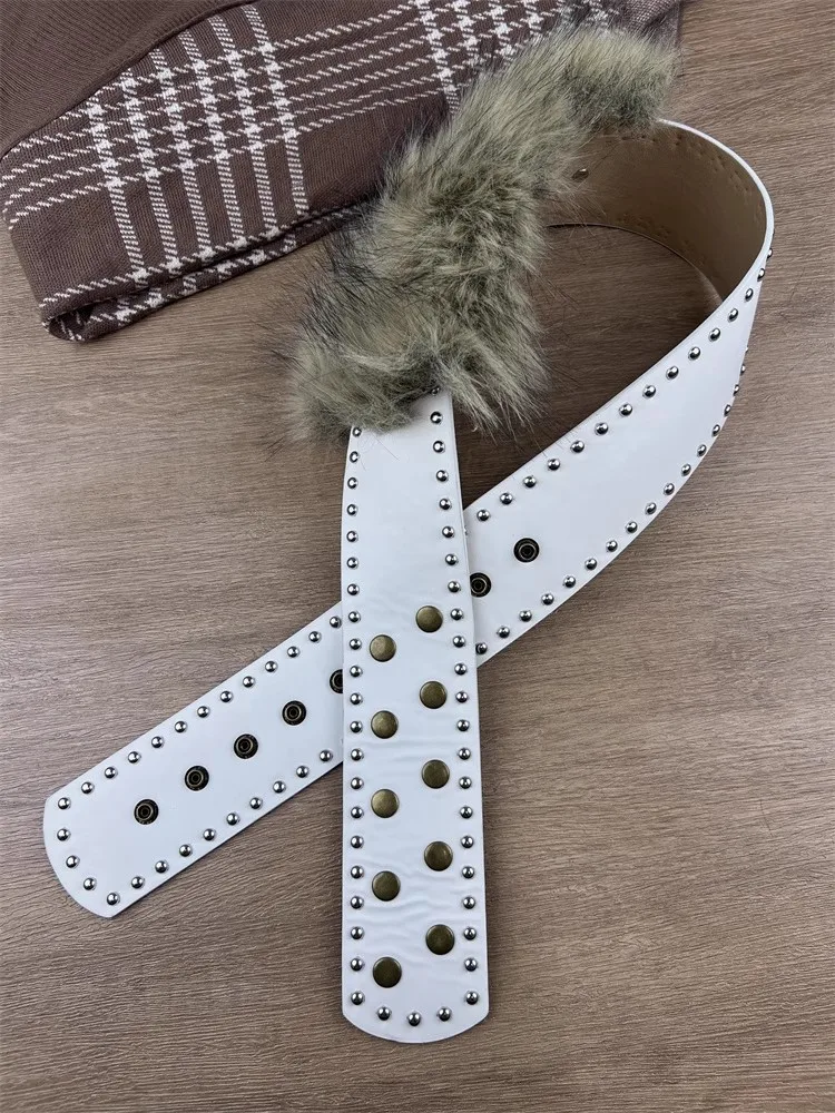 

Женский винтажный корсет из искусственного меха из искусственной кожи с заклепками, женское пальто с поясом, платье с поясом, декор, пояс в стиле панк J1780