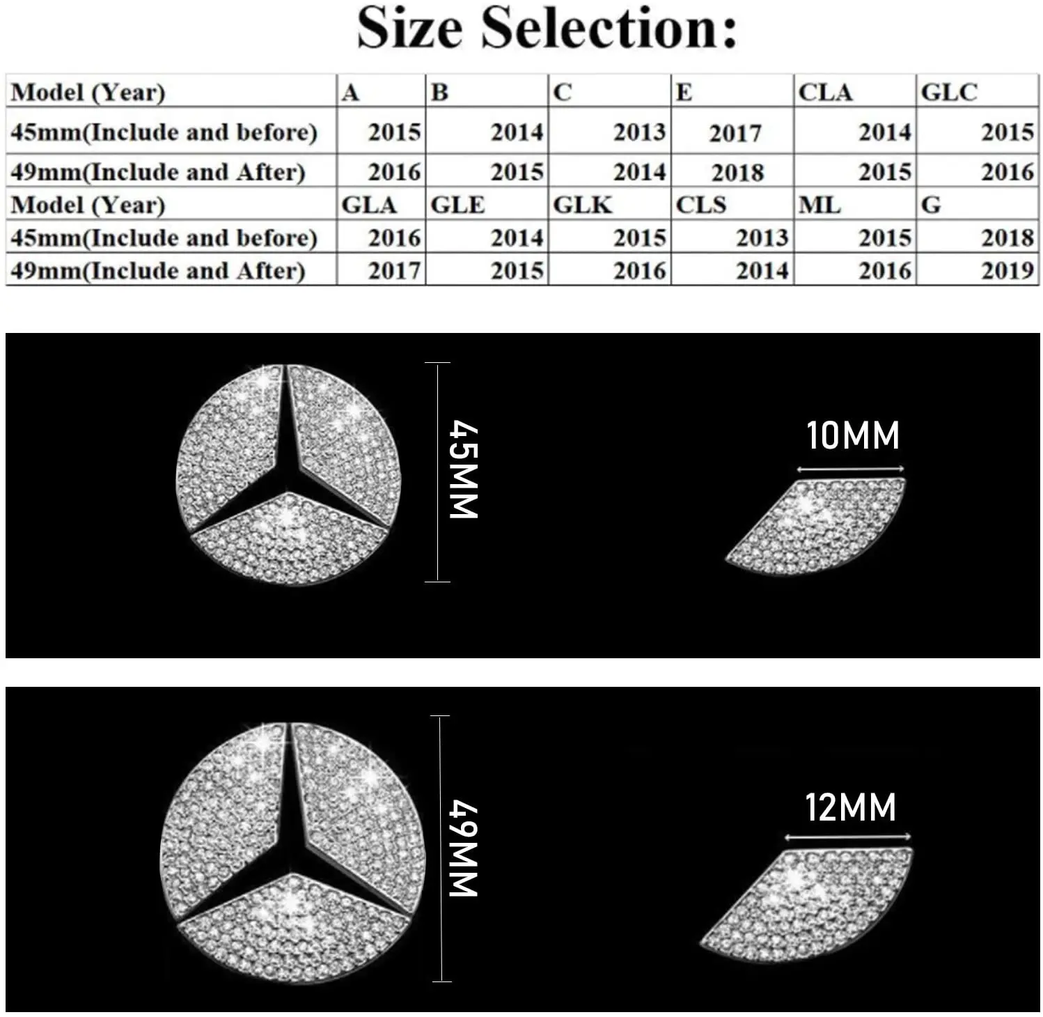 For Mercedes Benz W205 W212 W213 W204 W203 C117 C E S CLA GLA GLK Class AMG Steering Wheel Emblem Logo Sticker Car Accessories